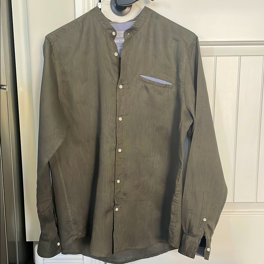 Men’s Cotton & Silk European Style Button Down Shirt